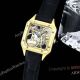 Super Clone Cartier Santos Dumont Skeleton Yellow Gold Blue Band Micro Rotor (7)_th.jpg